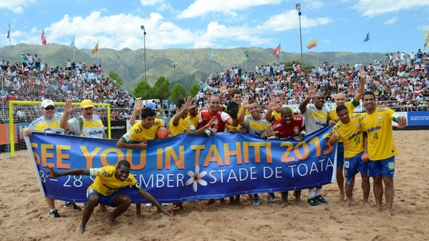 Brasil terceiro lugar nas eliminatórias futebol de areia (Foto: Divulgação/CBBS)