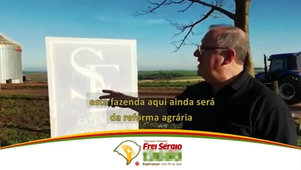 Trecho de v&iacute;deo em que Frei S&eacute;rgio G&ouml;rgen menciona fazenda em Salto do Jacu&iacute; &mdash; Foto: Reprodu&ccedil;&atilde;o/YouTube