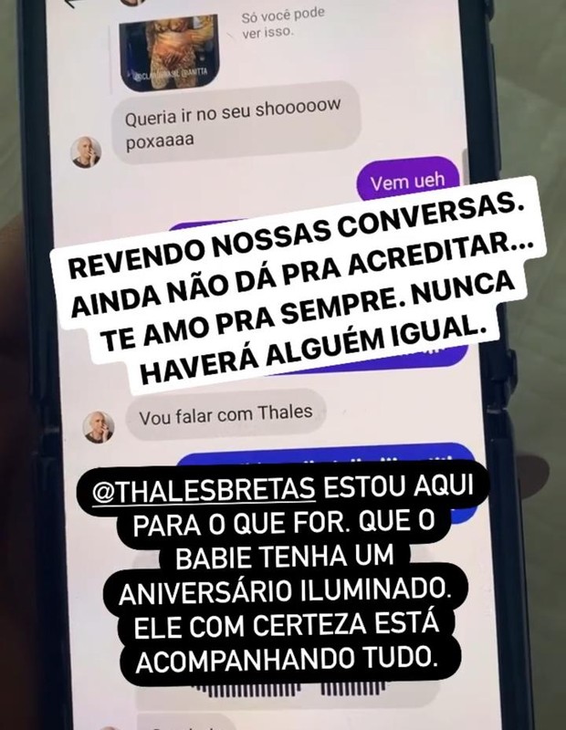 Anitta mostra troca de mensagens com Paulo Gustavo (Foto: Reprodução/Instagram)