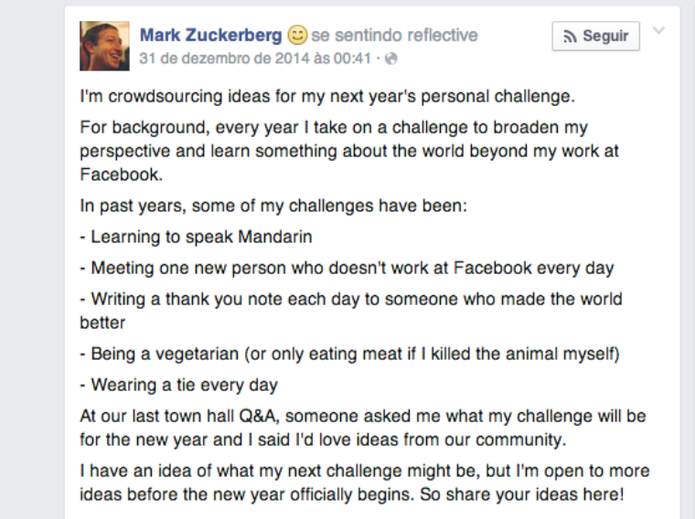 Zuckerberg (Foto: Reprodução/Facebook)