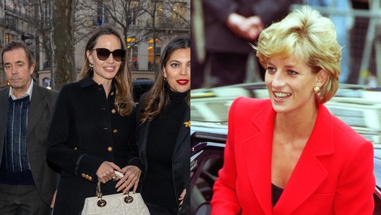 Angelina Jolie surge com bolsa preferida de Lady Di