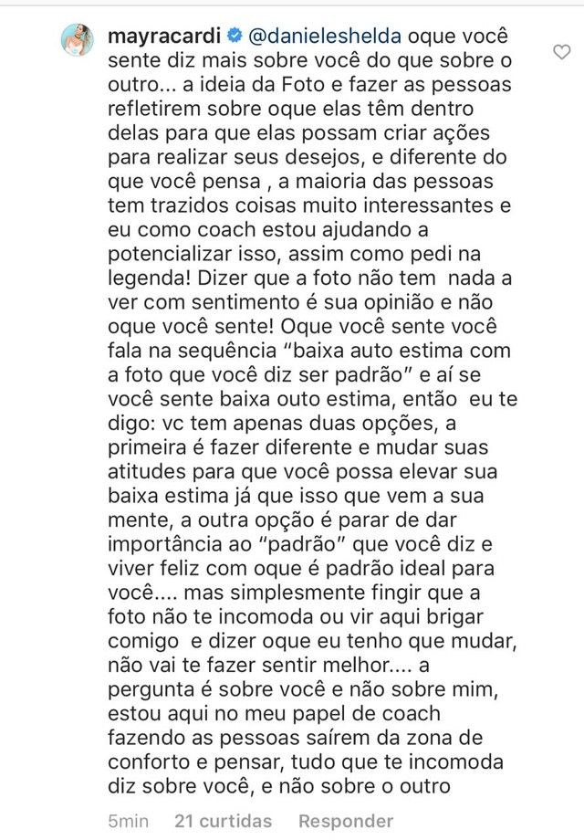 Mayra Cardi recebe comentários em postagem no Instagram (Foto: Reprodução/Instagram)