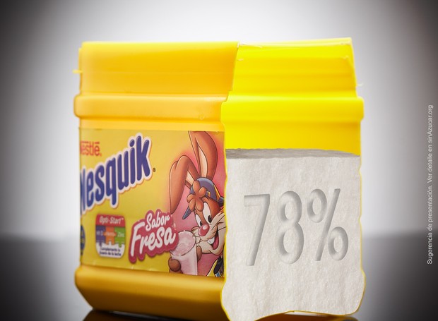 78% do Nesquick de morango é açúcar (Foto: Sin Azucar/ Reprodução)