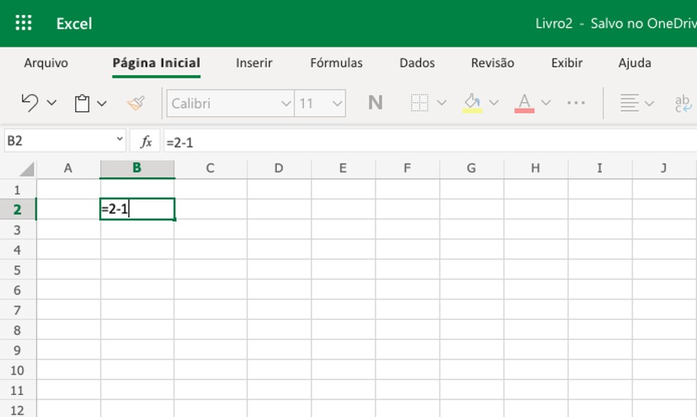 Como fazer conta de subtração no Excel — Foto: Reprodução/Helito Beggiora