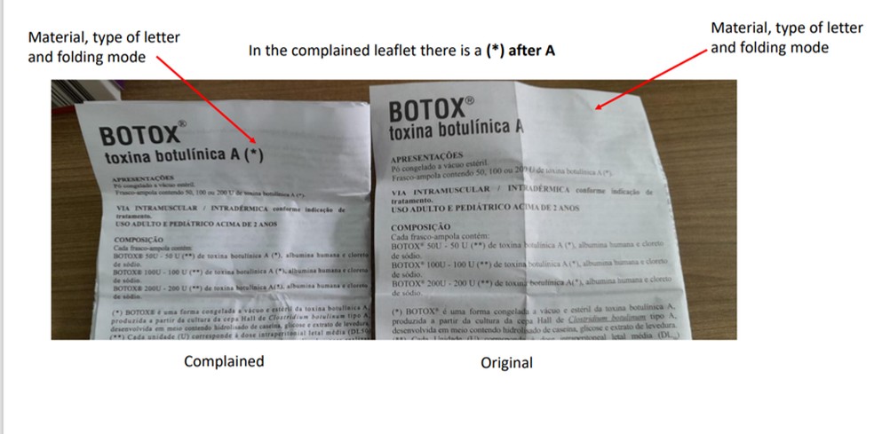 Anvisa emite alerta sobre Botox falsificado. — Foto: Anvisa