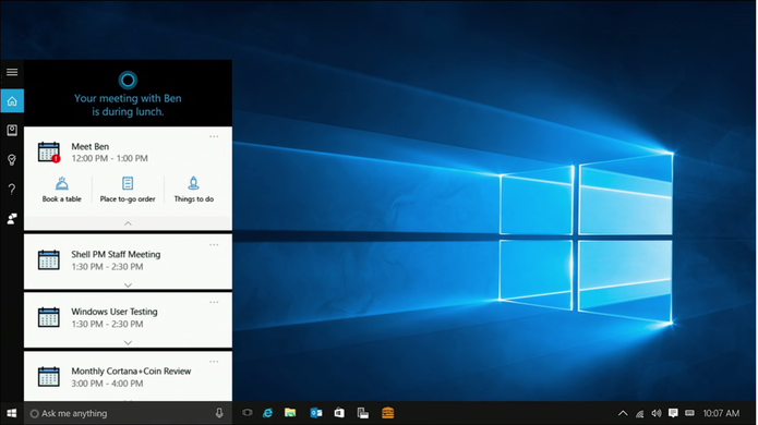 Cortana exibirá card com botões para ações rápidas no Windows 10 e Android (Foto: Reprodução/Elson de Souza)