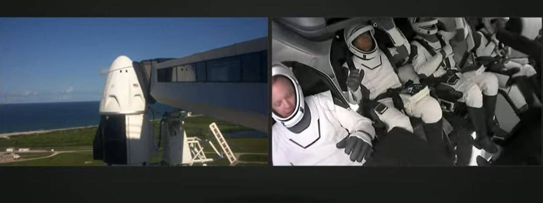 Tripulação da SpaceX entra na cápsula para missão de 3 dias