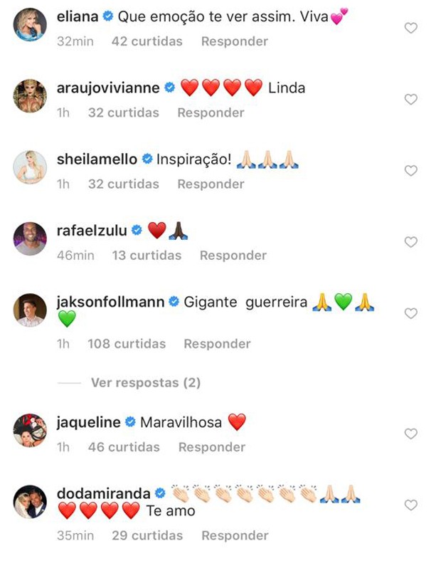 Famosos comentam foto de Lais Souza  (Foto: Reprodução/Instagram)