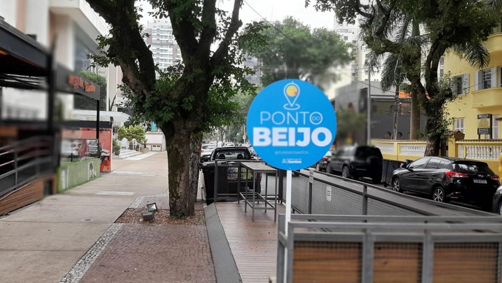 Ponto do Beijo fica na Rua Gastronômica, próxima ao Canal 3 — Foto: Prefeitura de Santos