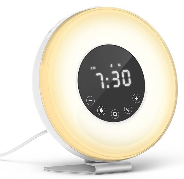 Wi-fi smart despertar luz do dia relógio despertador com 7 cores do nascer  do sol/por do sol vida inteligente tuya aplicativo funciona com despertador  electrónico Em promoção! > Decoração da casa