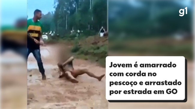 VDEO: Jovem  amarrado com corda no pescoo e arrastado por estrada em Gois