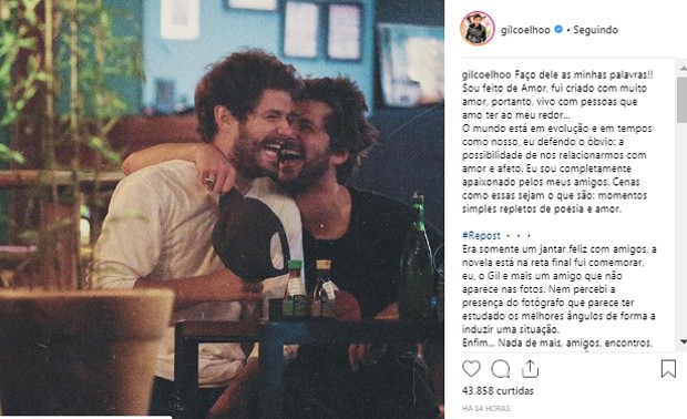 Texto de Gil Coelho (Foto: Reprodução/Instagram)