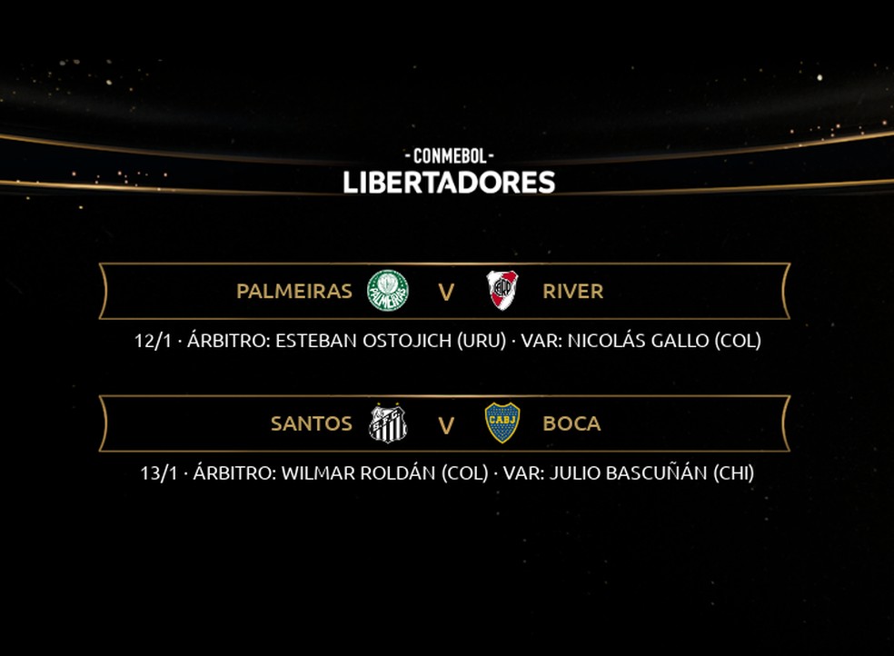 Arbitragem dos jogos semifinais da Libertadores na próxima semana — Foto: Conmebol/Divulgação