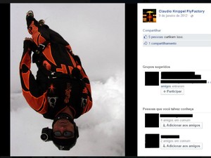 Paraquedista fazia salto no estilo freefly, um dos mais rápidos da modalidade (Foto: Reprodução/ Facebook)