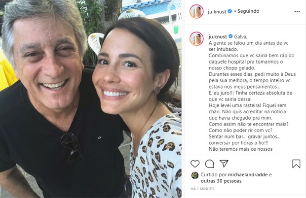 Juliana Knust lamenta morte de Eduardo Galvão (Foto: Reprodução/Instagram)