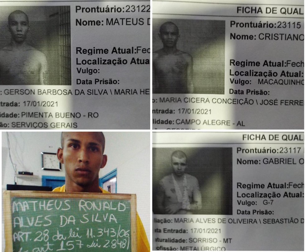 Presos que fugiram da Cadeia Pública de Comodoro (MT) — Foto: Sesp-MT/Divulgação