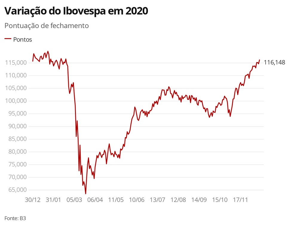 Variação do Ibovespa em 2020 — Foto: G1 Economia
