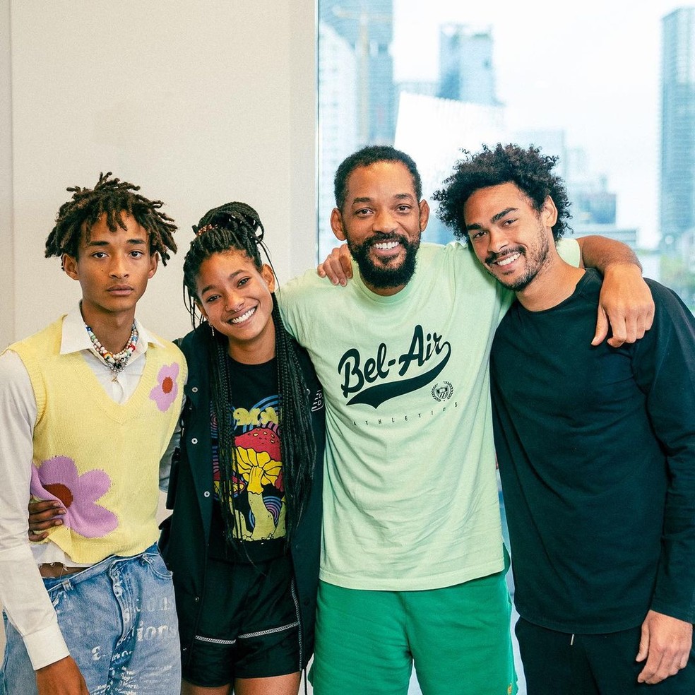 Will Smith com os filhos: Jaden, Willow e Trey &mdash; Foto: Reprodu&ccedil;&atilde;o Instagram