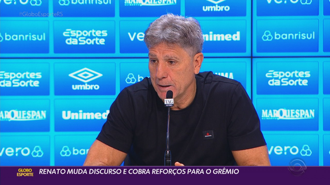 Renato muda discurso e cobra reforços para o Grêmio