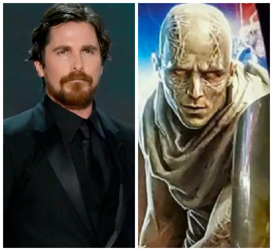 Uma imagem de matéria de divulgação de Thor: Amor e Trovão revelando o visual de Christian Bale como o vilão Gorr (Foto: Getty Images/Reprodução)