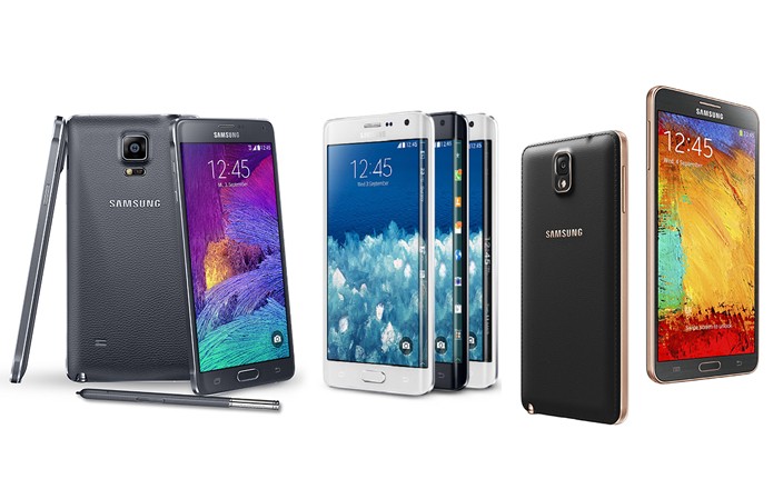 Da esquerda para direita: Galaxy Note 4, Edge e 3 são opções mais viáveis ao Note 5 (Foto: Arte/Divulgação)