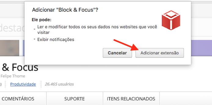Opção para instalar a extensão Block & Save para o Google Chrome (Foto: Reprodução/Marvin Costa)
