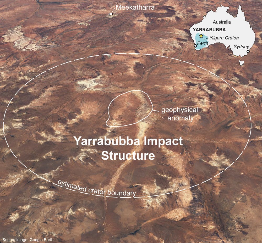 Cratera de 2,2 bilhões de anos na Austrália é a mais antiga já encontrada. Na foto, região do impacto pode ser vista de cima (Foto: The Conversation/Google Maps)