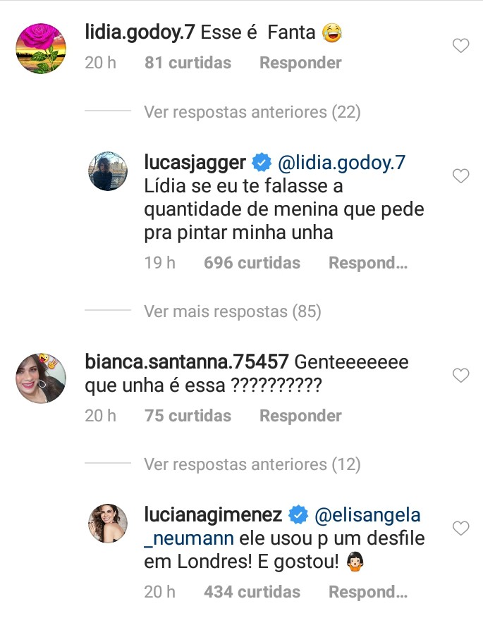 Lucas Jagger fala sobre unhas coloridas (Foto: Reprodução / Instagram)