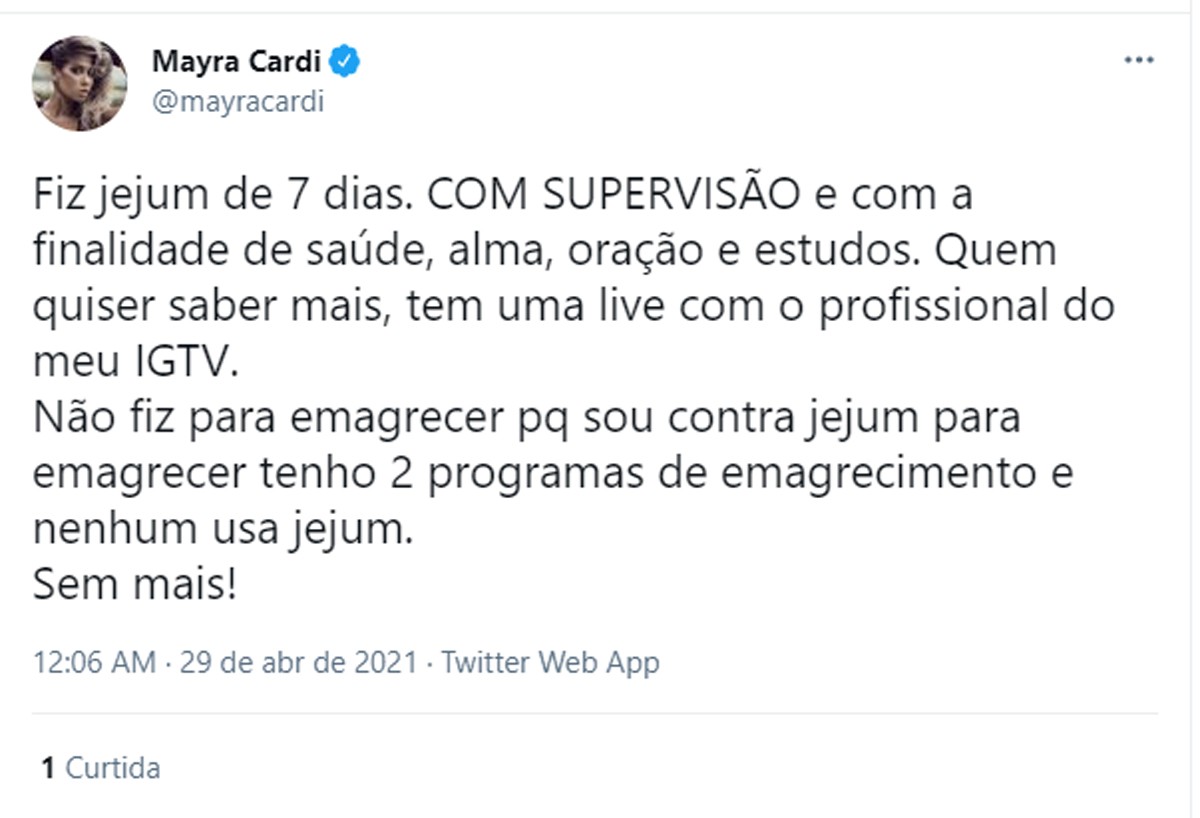 Jejum de 7 dias da Mayra Cardi emagrece quantos quilos? - Vitat