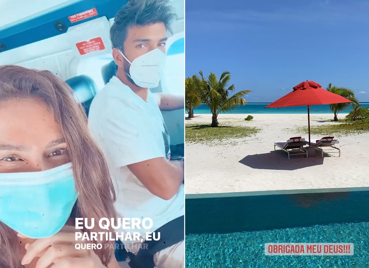 Deborah Secco, Hugo Moura e Maria Flor viajaram para as Maldivas (Foto: Reprodução / Instagram)
