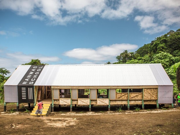 Escola ganha estrutura de bambu trançado para resistir a ciclones (Foto: Reprodução)