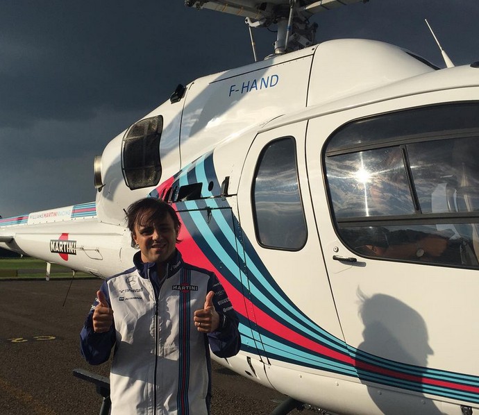Felipe Massa chegou à Bélgica em helicóptero de patrocinadora da Williams (Foto: Divulgação)