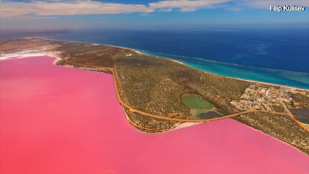 Lago Hutt, em Port Gregory, na Austrália (Foto: BBC)