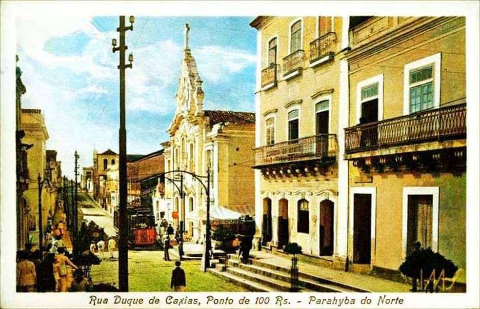 Ponto de Cem R&eacute;is, Centro de Jo&atilde;o Pessoa, antes da constru&ccedil;&atilde;o do viaduto.  &mdash; Foto: Arquivo pesquisa 