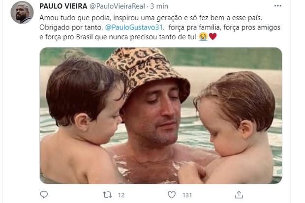 Paulo Vieira: adeus a Paulo Gustavo (Foto: Reprodução Twitter e Reprodução Instagram)