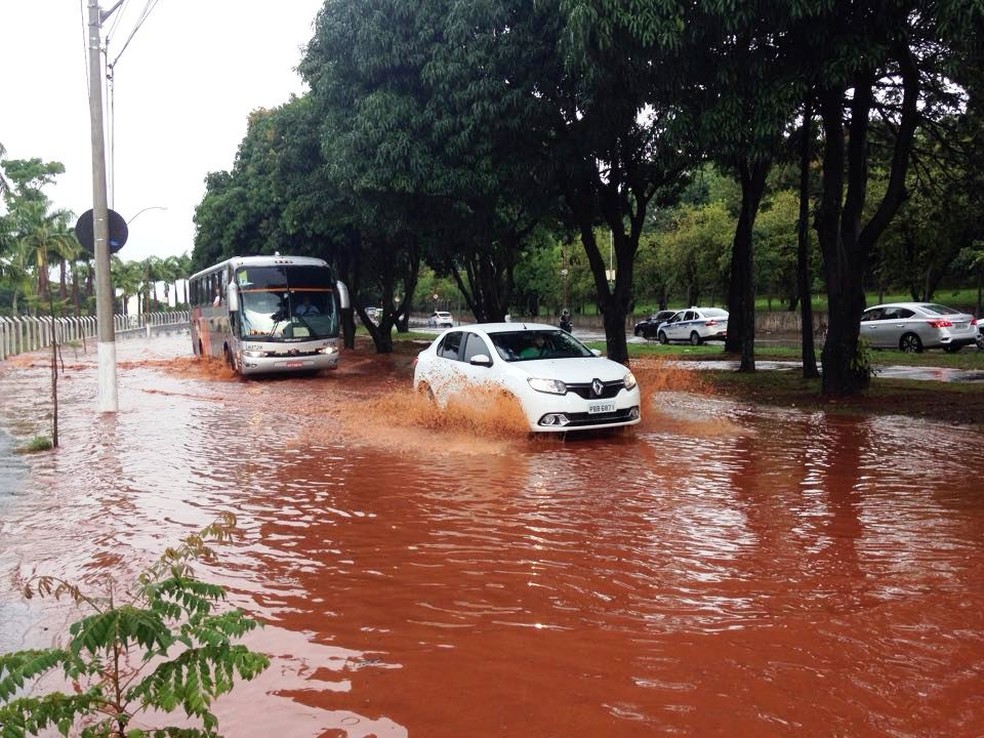 Chuva provocou alagamento em avenida de Campinas (Foto: Valério Paiva)