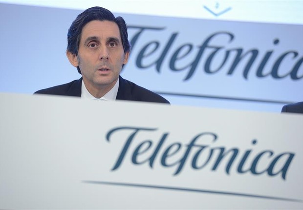 O presidente da Telefónica, José María Álvarez-Pallete, durante coletiva para falar de resultados da empresa (Foto: Fernando Villar/EFE)