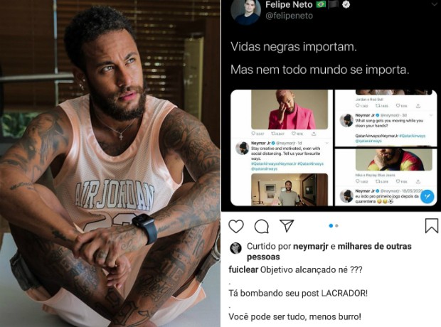 Neymar curte texto que critica Felipe Neto (Foto: Reprodução / Instagram)