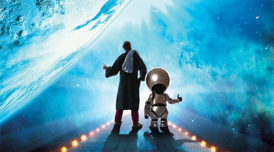 Arthur Dent e o robô Marvin, do Guia do Mochileiro das Galáxias (Foto: Divulgação)