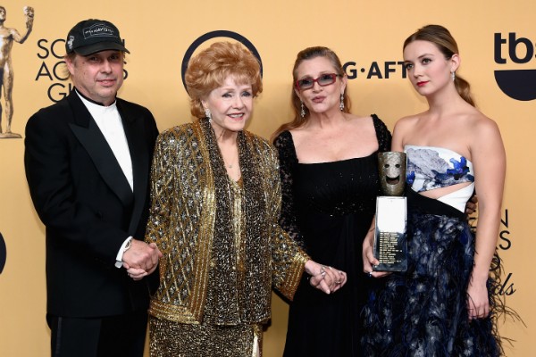 Todd Fisher, Debbie Reynolds, Carrie Fisher e Billie Lourd (Foto: Getty Images)