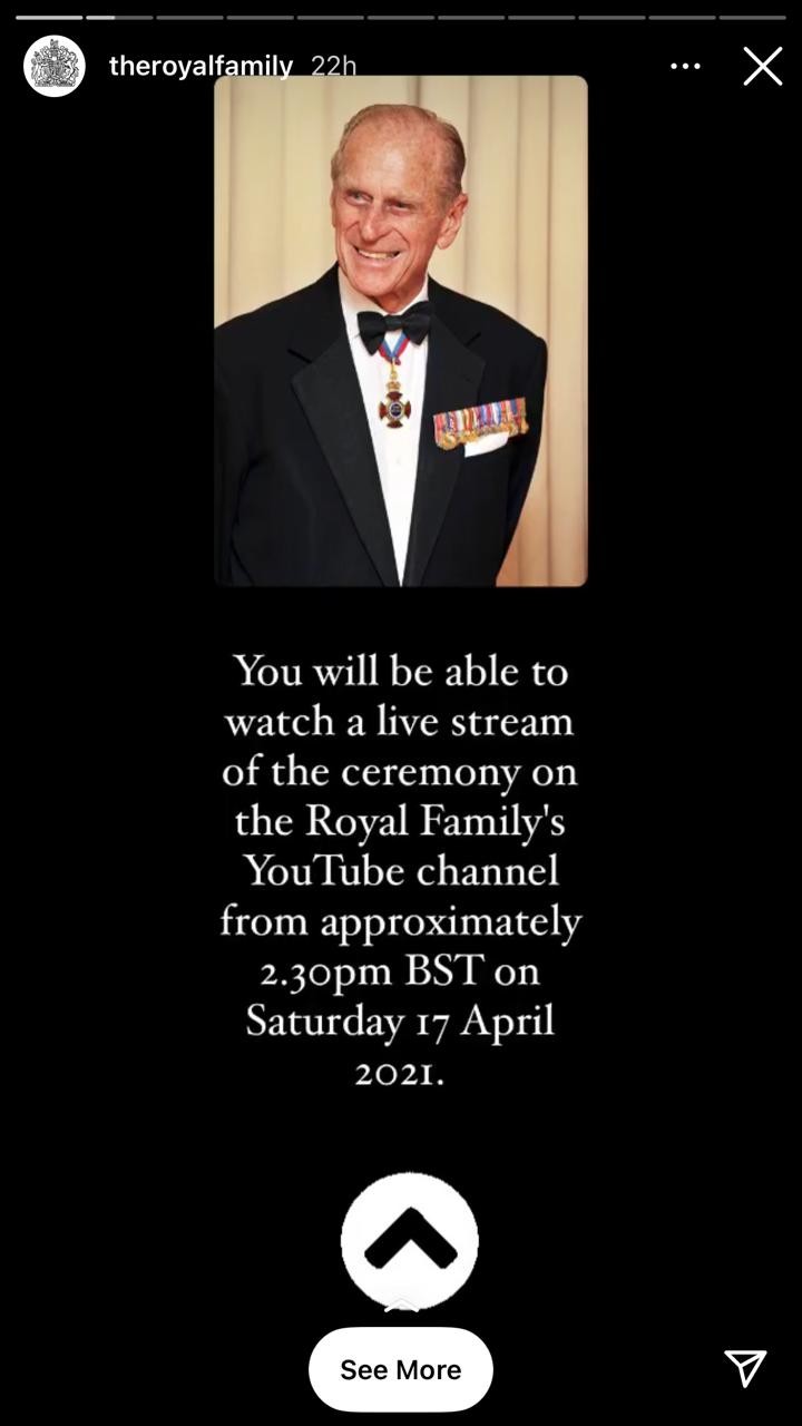 Família Real irá transmitir a cerimônia do funeral de Príncipe Philip ao vivo  (Foto: Reprodução)