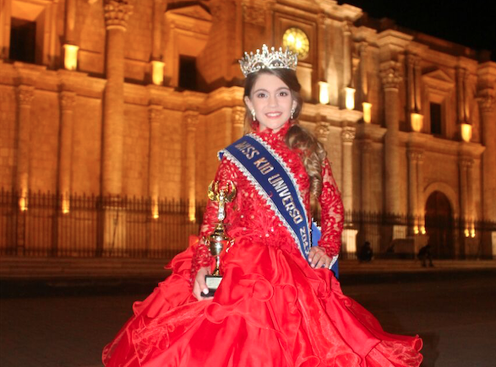 Maria Clara venceu o Miss Kid Universo no Peru (Foto: Eveline Lins Leite/Arquivo Pessoal)