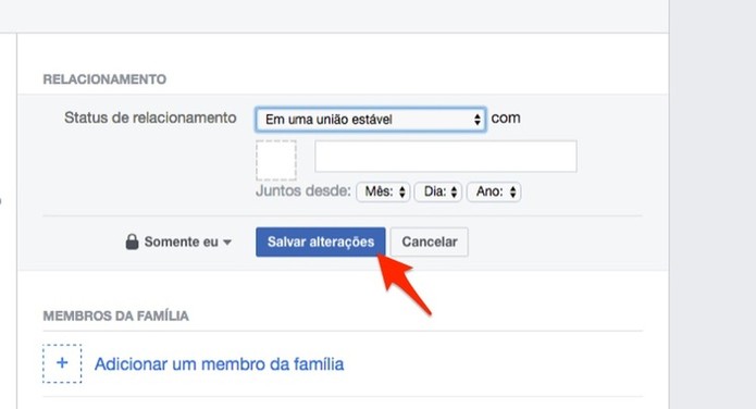 Ação para salvar uma alteração no status de privacidade de uma conta do Facebook (Foto: Reprodução/Marvin Costa) Ação para salvar uma alteração no status de privacidade de uma conta do Facebook (Foto: Reprodução/Marvin Costa)