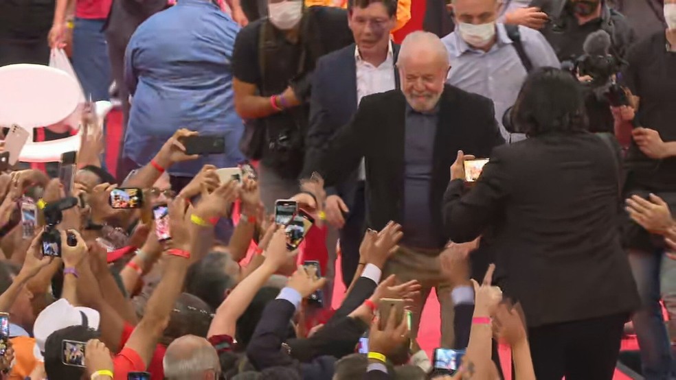 Lula em BH no dia 9 de maio de 2022 — Foto: Reprodução TV Globo