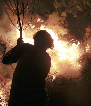 Incêndio florestal mata bombeiro 
e fere outros 9 em Portugal (Francisco Seco/AP)