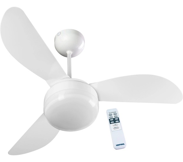 Ventilador de teto Ventisol tem com controle remoto e é ideal para ventilação de área de até 25 m² (Foto: Reprodução / Shoptime)