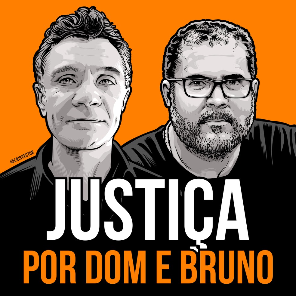 Card que viralizou nas redes pede justiça para o jornalista Dom Phillips e o indigenista Bruno Pereira, assassinados na Amazônia — Foto: Cristiano Siqueira