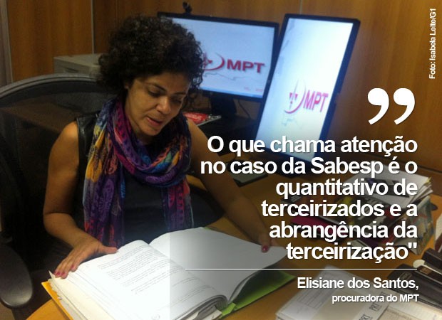 Procuradora do Ministério Público (MPT) Elisiane Santos entrou com ação civil pública contra a Sabesp por fraude na contratação de mão de obra terceirizada (Foto: Isabela Leite/G1)