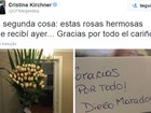 Maradona envia rosas e bilhete de agradecimento a Cristina Kirchner 