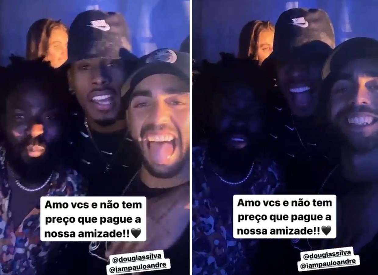 Pedro Scooby registra noite com Paulo André e Douglas Silva e se declara (Foto: Reprodução/Instagram)